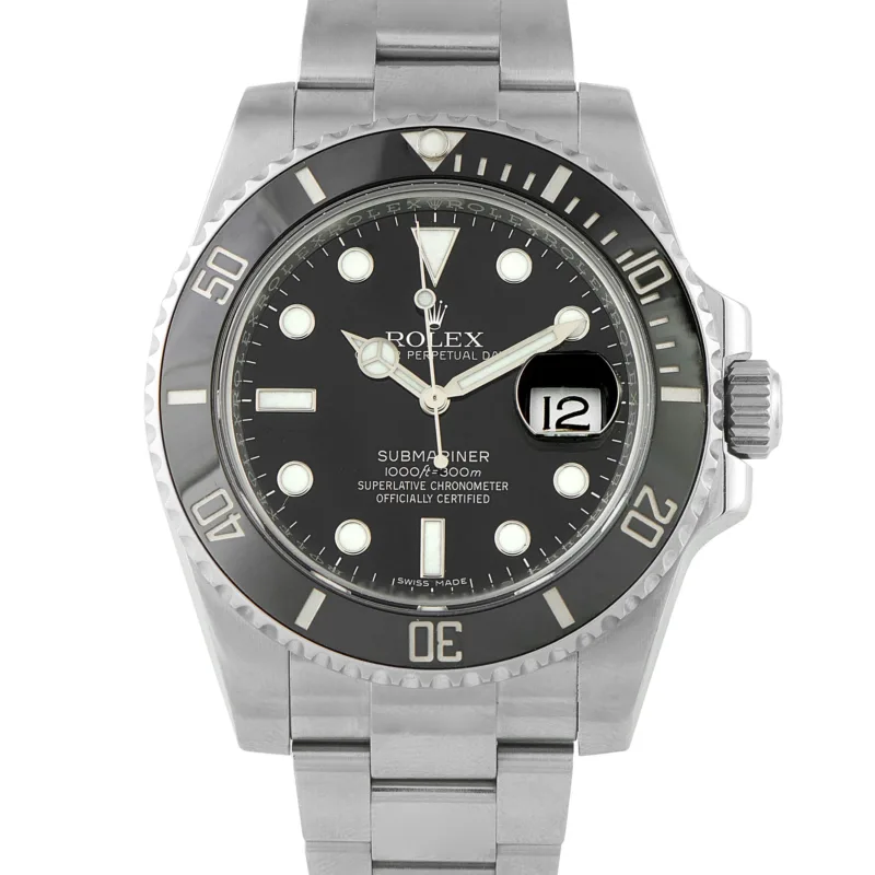 Rolex Submariner Date 116610LN front dial view with date window